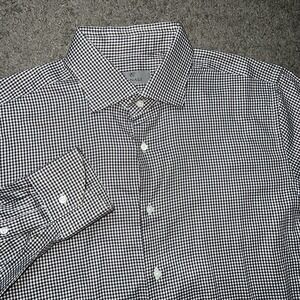 Canali Brown Check Cotton Button Up Sport Shirt Made in Italy 16 1/2